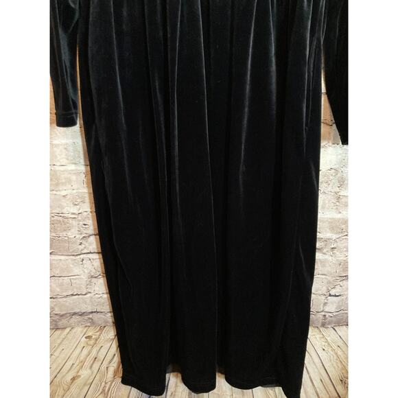 Vintage Shenanigans Velvet Babydoll Dress Womens Medium Black Floral Embroidered - Picture 2 of 13